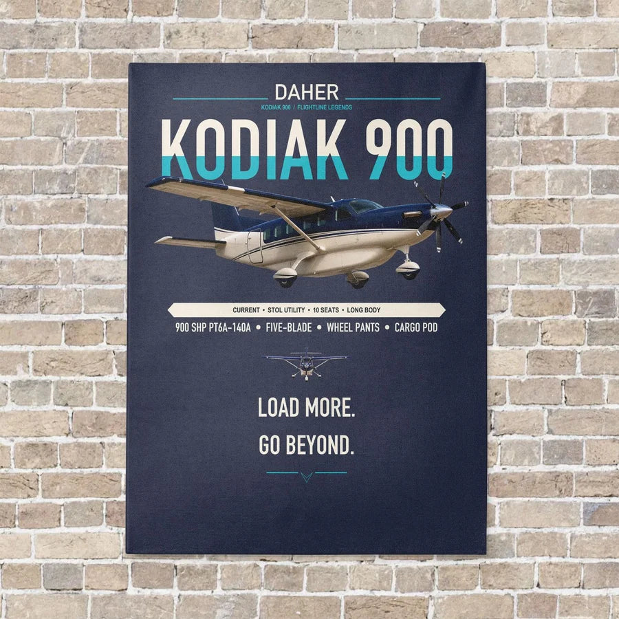 Daher Kodiak 900 vertical canvas print - no frame - navy blue background