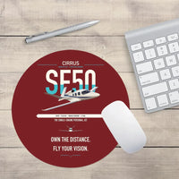 Thumbnail for Cirrus Vision Jet G2+ design on dark red round mouse pad