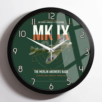 Thumbnail for Supermarine Spitfire Mk IX design on dark green framed wall clock