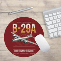 Thumbnail for B-29A Superfortress design on dark red round mouse pad