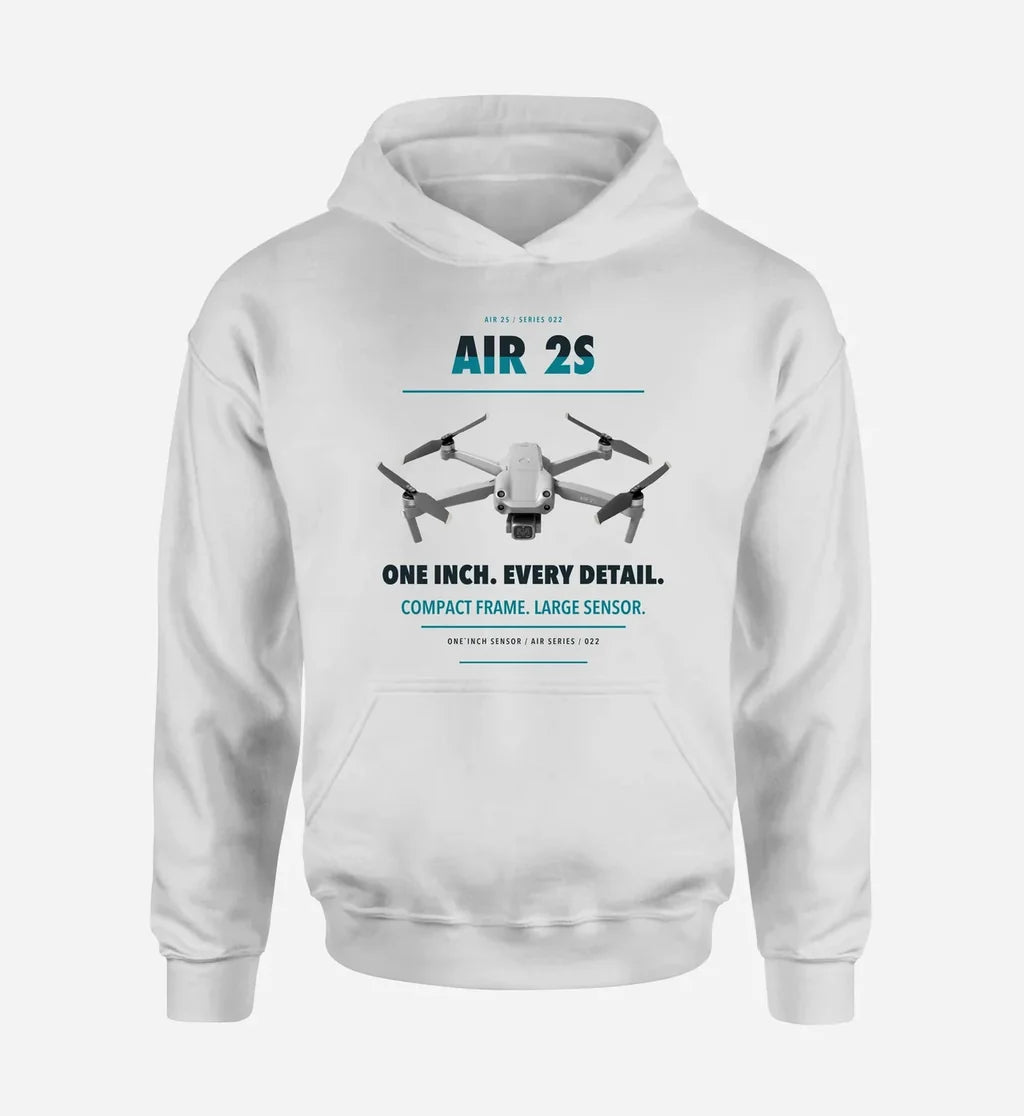 DJI Air 2S design on white hoodie single side