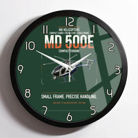 Thumbnail for MD Helicopters MD 500E design on dark green framed wall clock