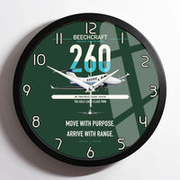 Thumbnail for Beechcraft King Air 260 design on dark green framed wall clock