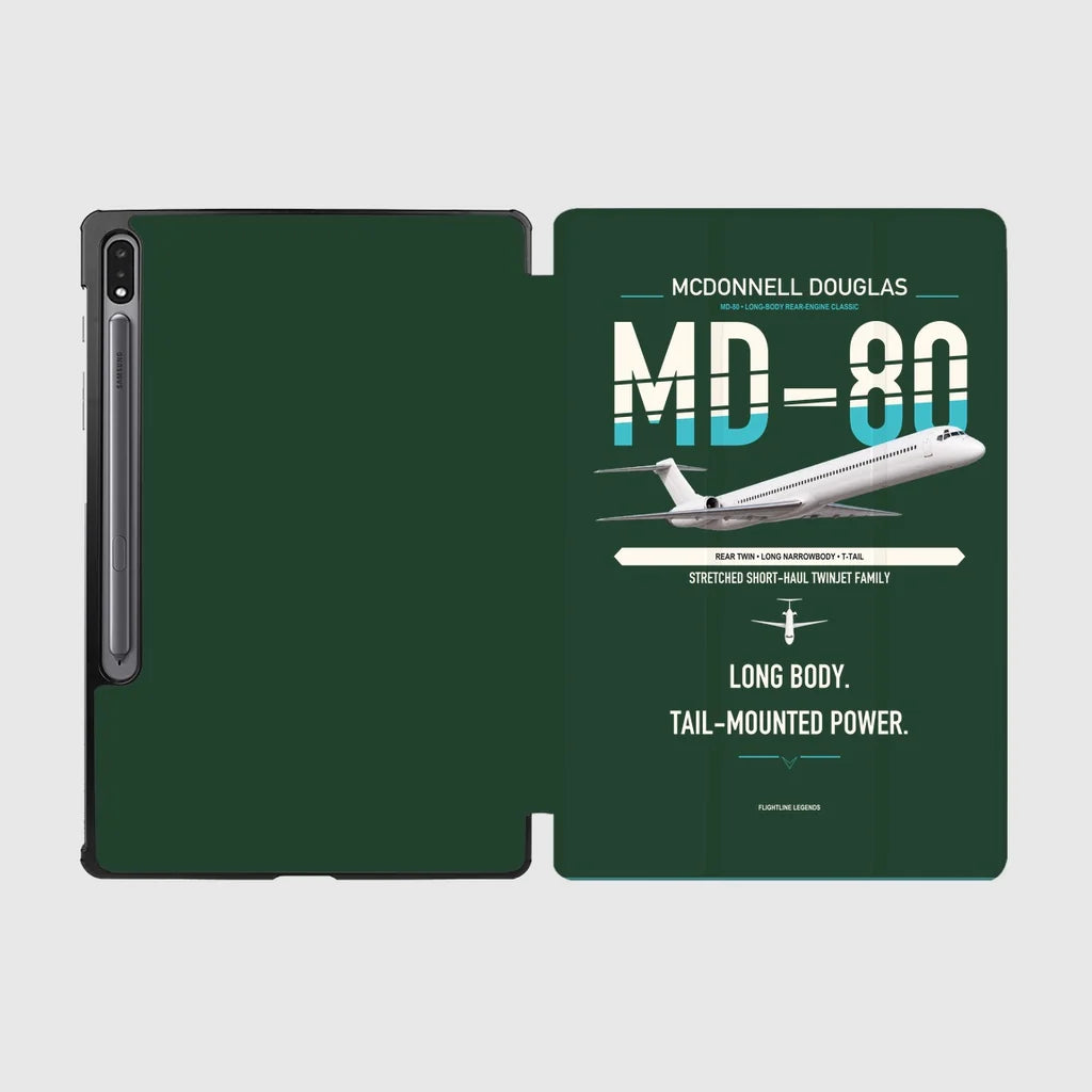 McDonnell Douglas MD-80 design on dark green samsung tablet tablet case
