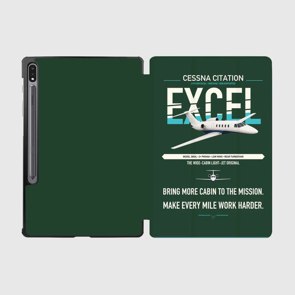 Cessna Citation Excel design on dark green samsung tablet tablet case