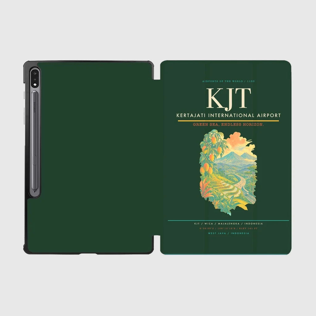 Kertajati International Airport (KJT) design on dark green samsung tablet tablet case
