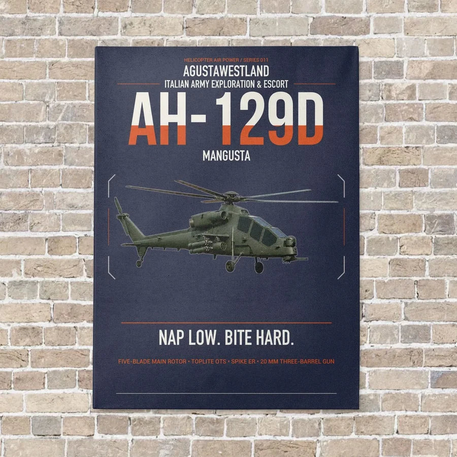 AgustaWestland AH-129D Mangusta vertical canvas print - no frame - navy blue background
