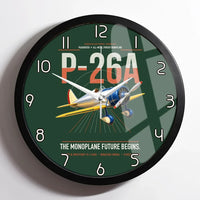 Thumbnail for Boeing P-26A Peashooter design on dark green framed wall clock