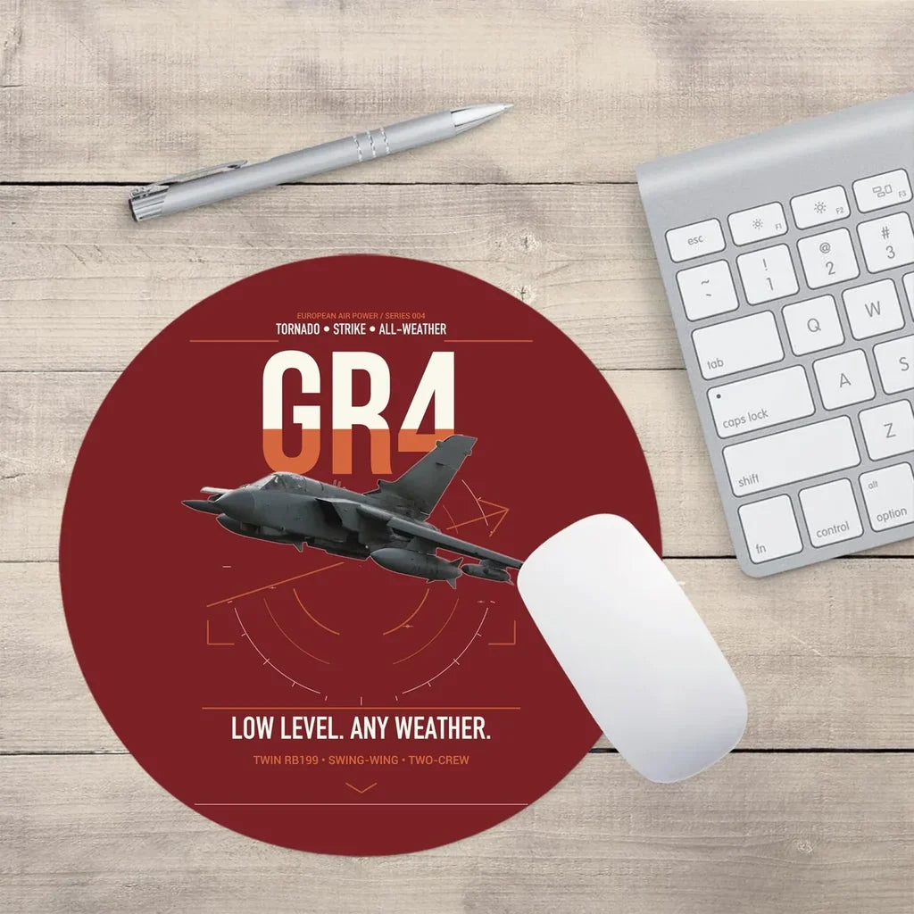 Panavia Tornado GR4 design on dark red round mouse pad