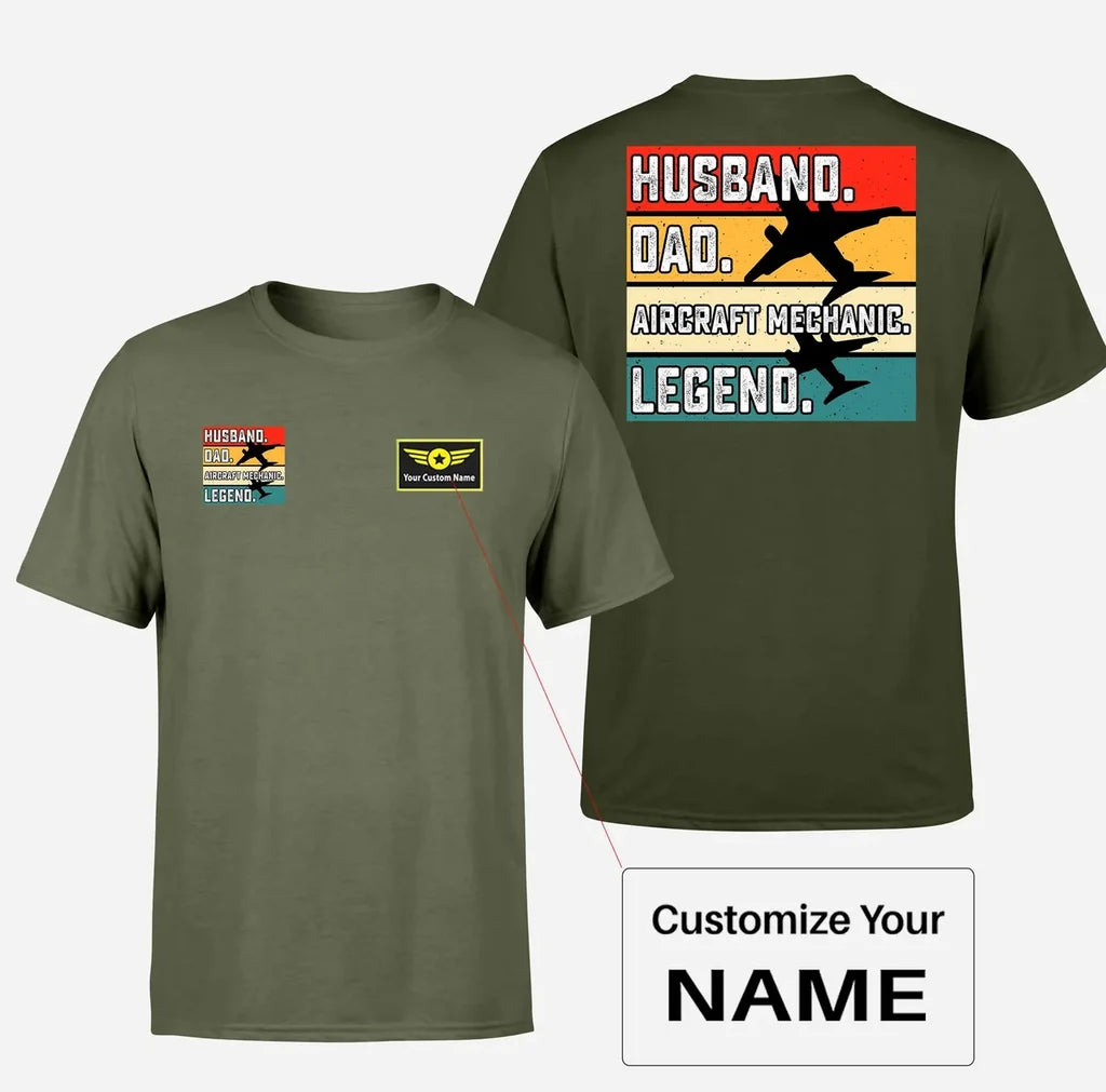 Husband & Dad & Aircraft Mechanic & Legend Designed Double-Side T-Shirts - view 13