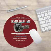Thumbnail for TRENT 1000 TEN design on dark red round mouse pad