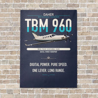 Thumbnail for Daher TBM 960 vertical canvas print - no frame - navy blue background