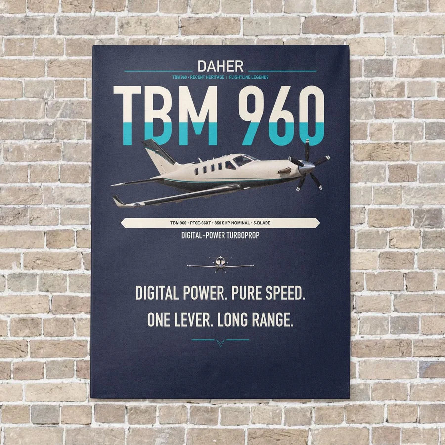 Daher TBM 960 vertical canvas print - no frame - navy blue background