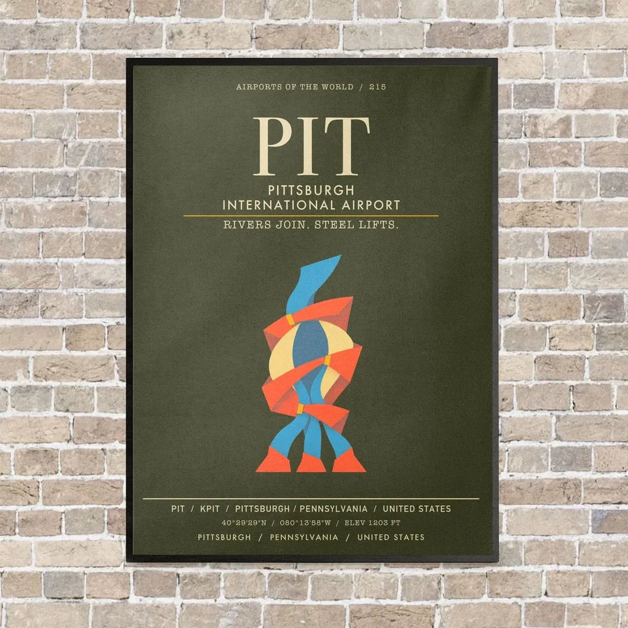 Pittsburgh International Airport PIT - Canvas Framed - Green Army