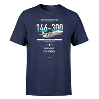 Thumbnail for BAe 146-300 design on navy blue double-side t-shirt, single-side print