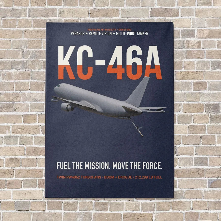 KC-46A PEGASUS vertical canvas print - no frame - navy blue background