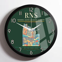 Thumbnail for Rennes–Saint-Jacques Airport (RNS) design on dark green framed wall clock