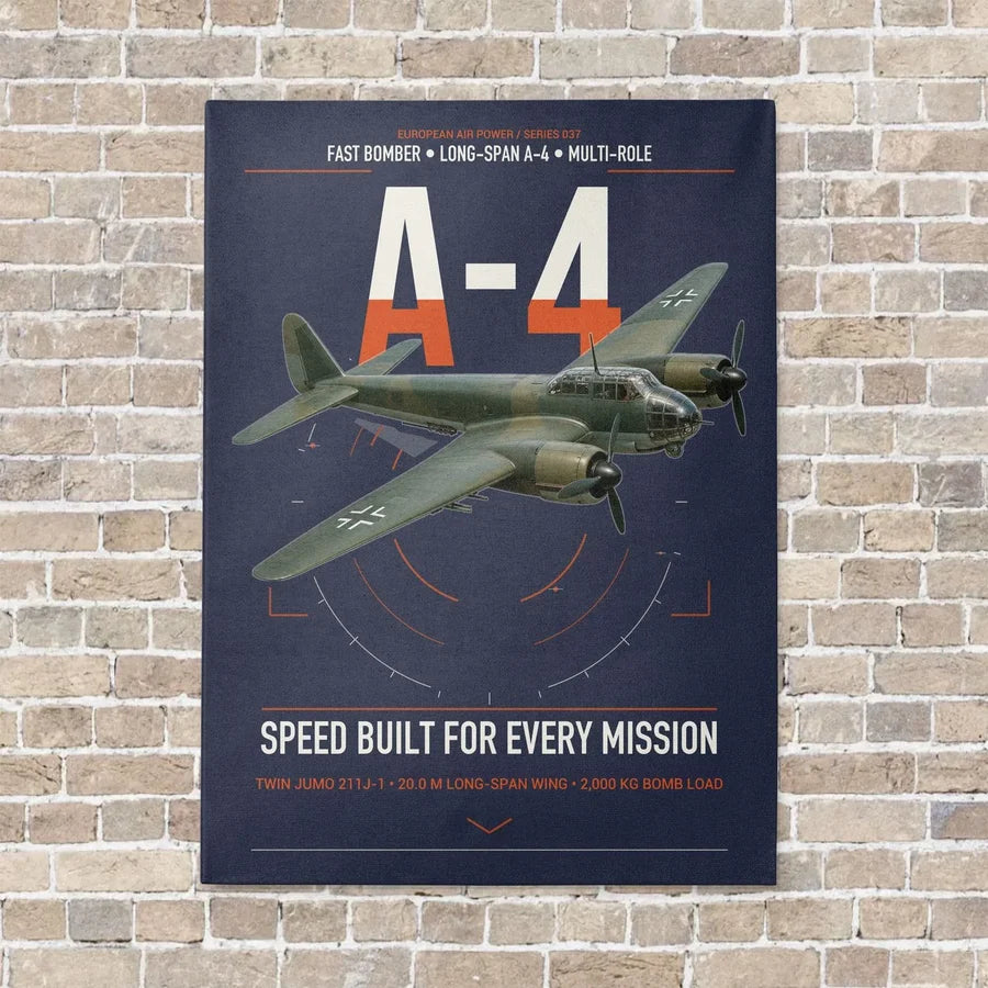 Junkers Ju 88A-4 vertical canvas print - no frame - navy blue background