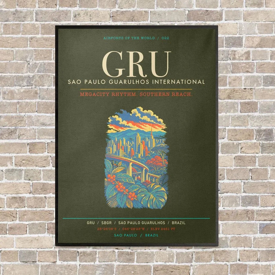 Sao Paulo Guarulhos International Airport GRU - Canvas Framed - Green Army