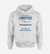 Thumbnail for Cessna Citation Longitude design on white double-side hoodie, single-side print