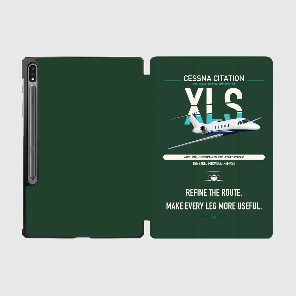 Cessna Citation XLS design on dark green samsung tablet tablet case
