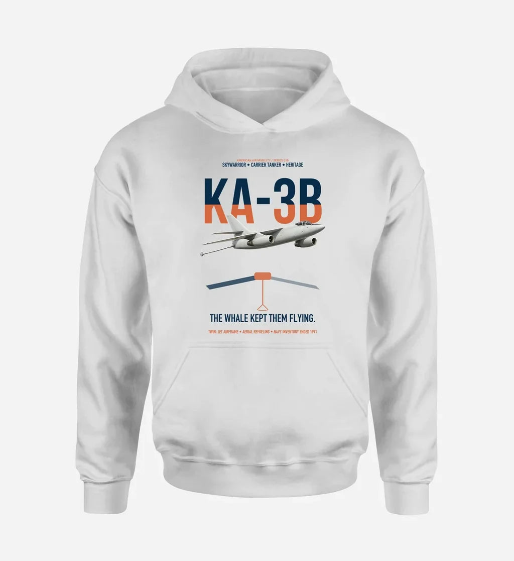 KA-3B Skywarrior design on white double-side hoodie, single-side print
