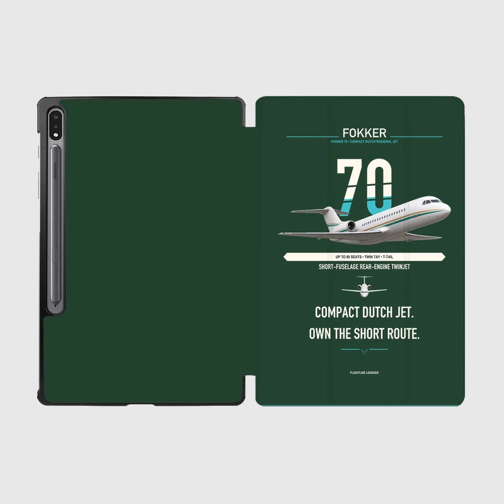 Fokker 70 design on dark green samsung tablet tablet case