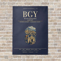 Thumbnail for Milan Bergamo Airport BGY vertical canvas print - no frame - navy blue background