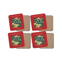 Thumbnail for The Island Hop Survey - Designed Coasters design on red 4-pieces-set