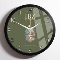 Thumbnail for Ibiza Airport IBZ - Ses Salines Moon-Tide Loom Wall-Clock Framed - Green Army