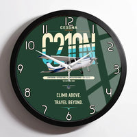Thumbnail for Cessna T210N Centurion design on dark green framed wall clock