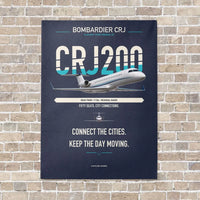 Thumbnail for Bombardier CRJ200 vertical canvas print - no frame - navy blue background