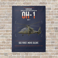 Thumbnail for Kawasaki OH-1 vertical canvas print - no frame - navy blue background
