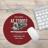 Thumbnail for AE 2100D3 design on dark red round mouse pad