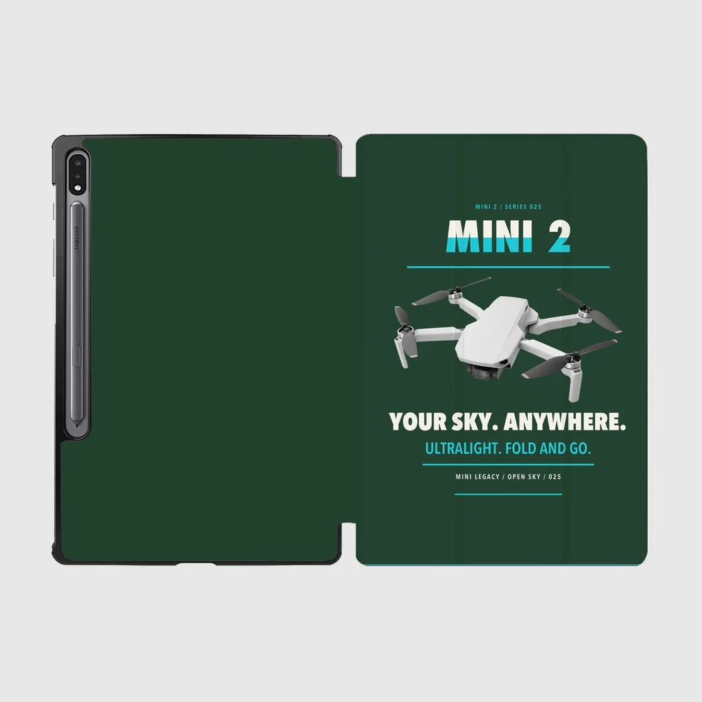 DJI Mini 2 design on dark green samsung tablet tablet case