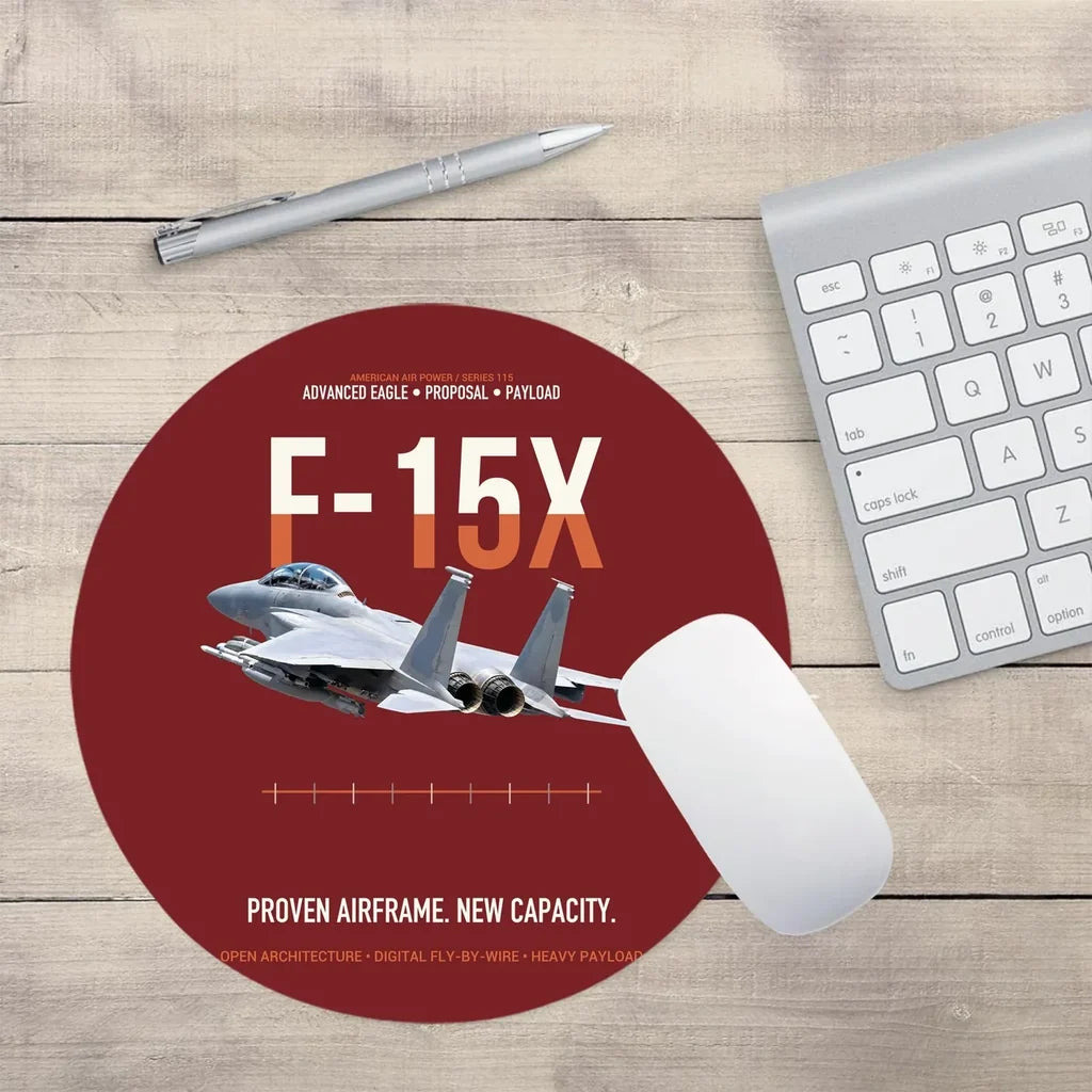 F-15X Advanced Eagle Proposal Proven Airframe New Capacity design on dark red round mouse pad