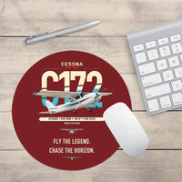 Thumbnail for Cessna 172 Skyhawk design on dark red round mouse pad