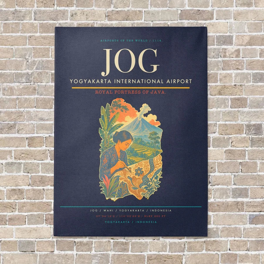 Yogyakarta International Airport JOG vertical canvas print - no frame - navy blue background