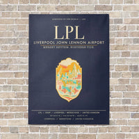 Thumbnail for Liverpool John Lennon Airport LPL vertical canvas print - no frame - navy blue background