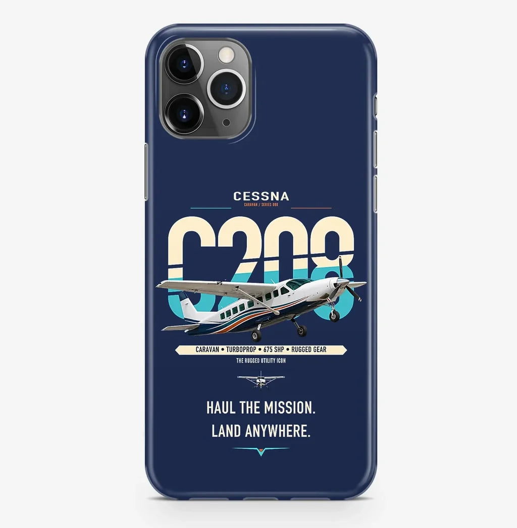 Cessna 208 Caravan design on navy blue magsafe iphone case, for iPhone Pro Max