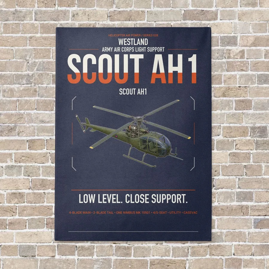 Westland Scout AH1 vertical canvas print - no frame - navy blue background