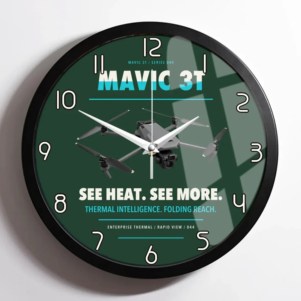 DJI Mavic 3 Thermal design on dark green framed wall clock