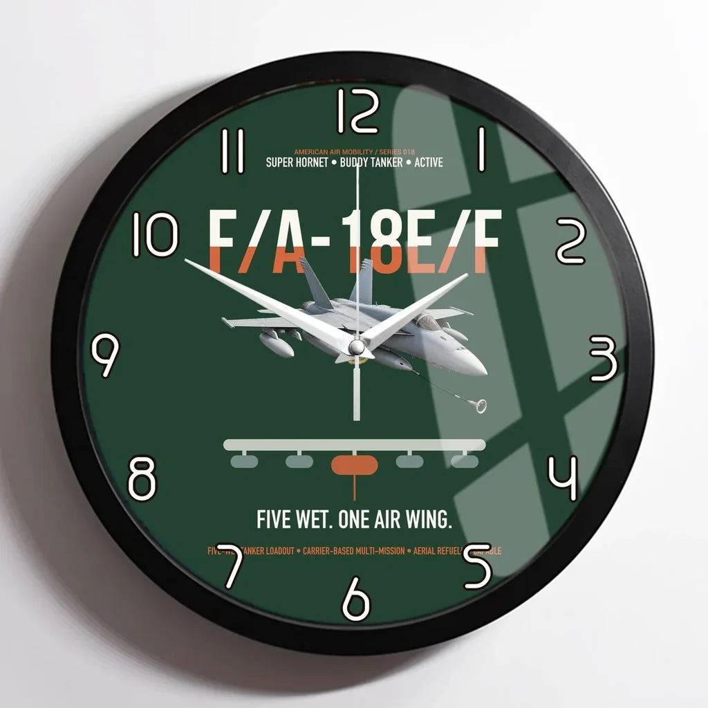F A-18E F Buddy Tanker design on dark green framed wall clock