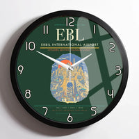 Thumbnail for Erbil International Airport (EBL) design on dark green framed wall clock