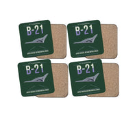 Thumbnail for B-21 Raider design on dark green 4 pieces set coaster