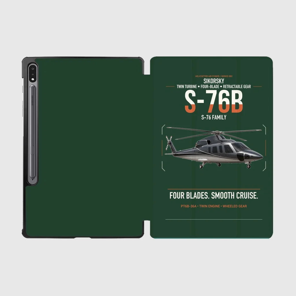 Sikorsky S-76B design on dark green samsung tablet tablet case
