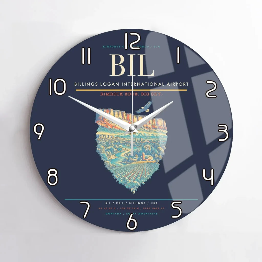 Billings Logan International Airport BIL Wall-Clock No-Frame - Navy Blue