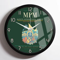 Thumbnail for Maputo International Airport (MPM) design on dark green framed wall clock