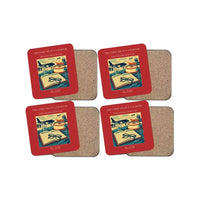 Thumbnail for The Chief Pilot's Logbook - Designed Coasters design on red 4-pieces-set