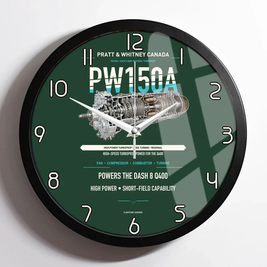 PW150A design on dark green framed wall clock